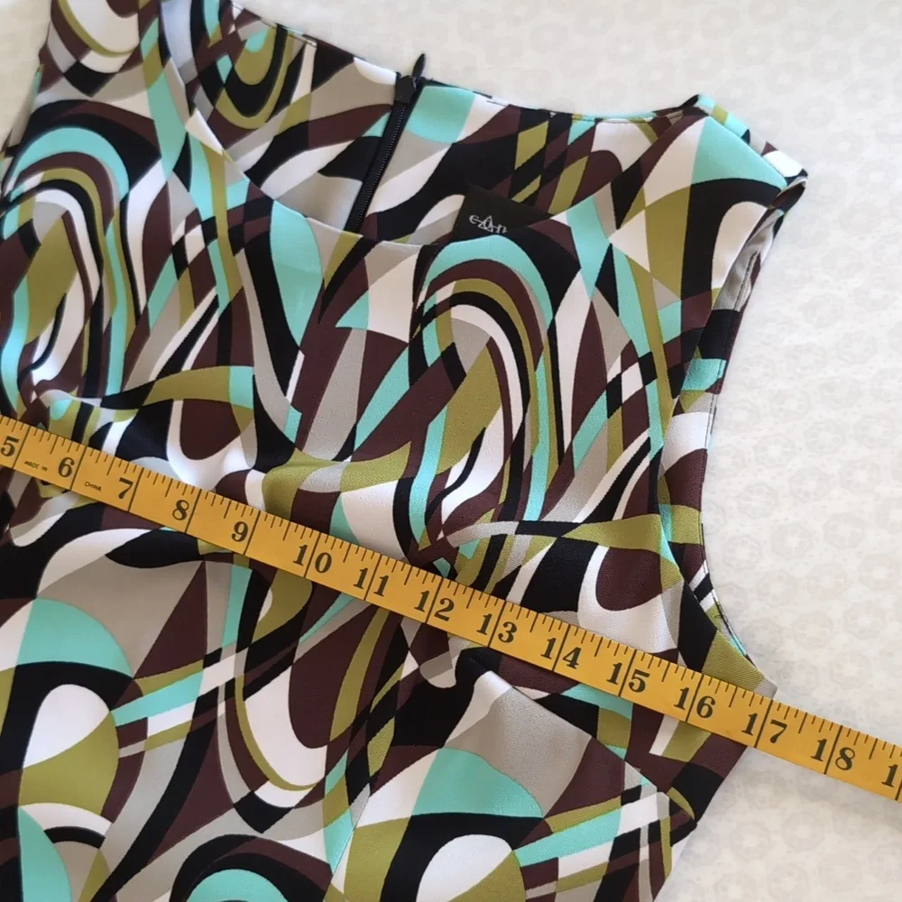 Connected Petite Sheath Dress Sz6P Geometric Sleeveless Zip-up EUC Poly/Spandex - Picture 9 of 12